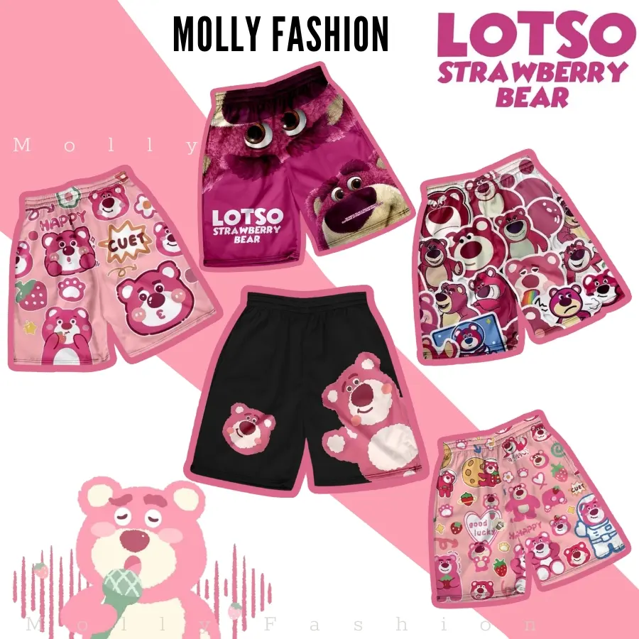 Quần Short hoạt hình Unisex BST GẤU DÂU LOTSSO dành cho nam nữ mặc nhà 38-80kg Molly Fashion