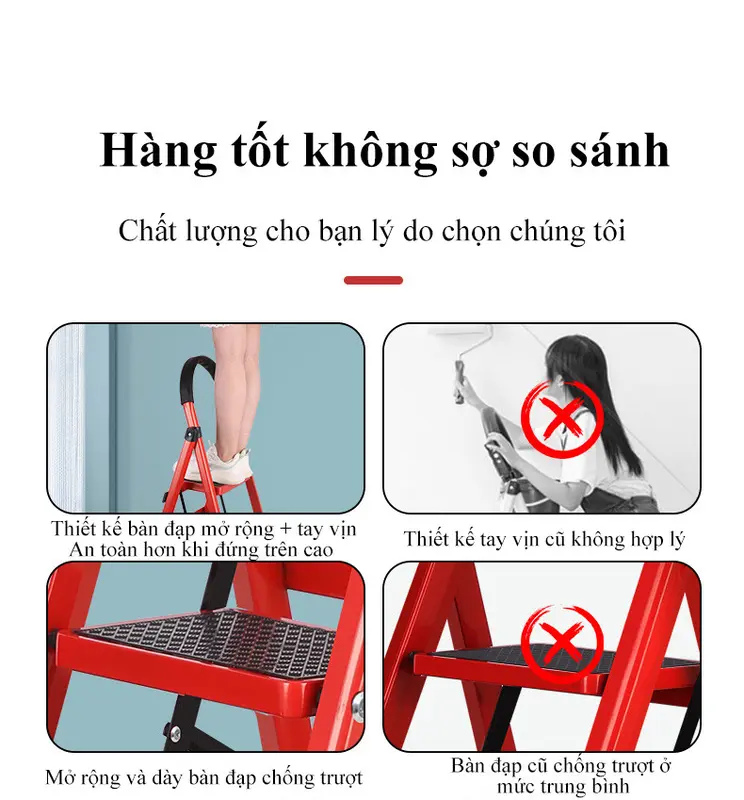 Thang Gấp Gọn TIMTOLL 3/4/5 Bậc Kim Loại Thép Carbon Chống Trượt - Đen 7