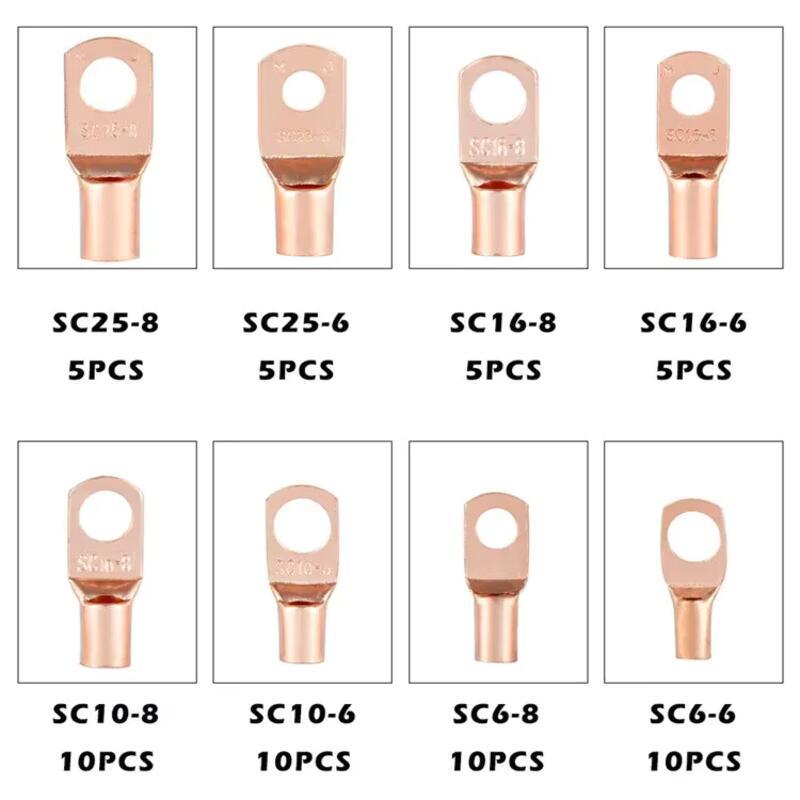Product Introduction of 60pcs Premium Copper Ring Terminals - SC6-25 Wire Lug Connectors with Easy Crimp for Electric Cabg 30