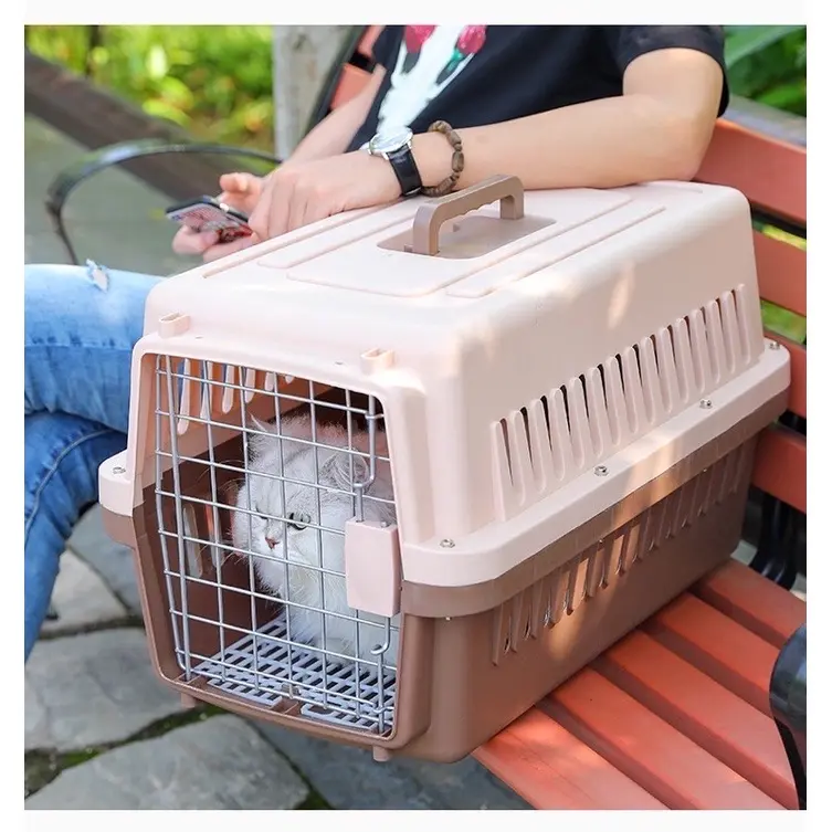Pawsitive Vibes Kandang Kucing dan anjing ukuran kecil Pet Cargo untuk Traveling dengan Kunci Pintu Kuat 8