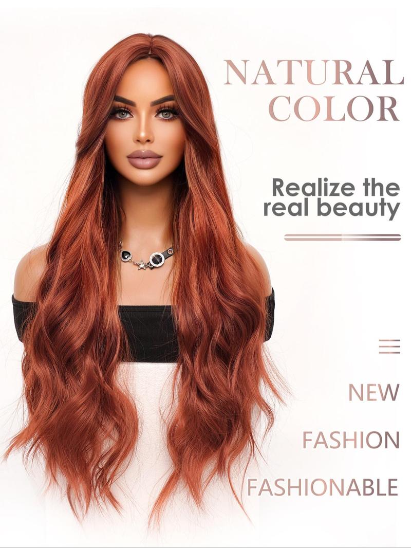 Product Introduction of 30 Inch Ginger Orange Long Wavy Wigs for Women, Gorgeous Fluffy Wigs without Bangs, Synthetic Full Machine Wigs for Party, Daily Use 2