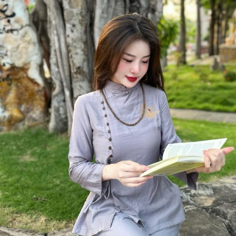 Set Đũi Mềm Pháp Phục Thêu Sen new 1