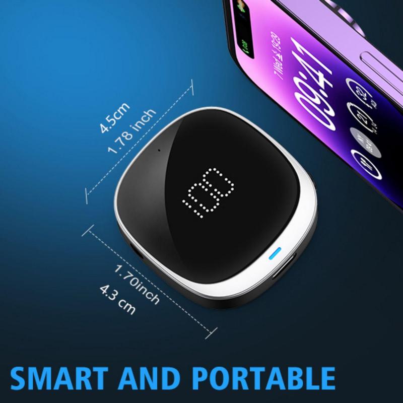 Car Transmitter, Portable Rechargeable Aux Output Music Receiver with LED Display Screen, Wireless Bluetooth-compatible Audio Receiver Compatible with Phone MP3 Speaker Laptop Headphone for Car Home 1