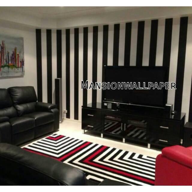Gambar Wallpaper Dinding Motif Garis Hitam Putih dari Mansion Wallpaper Kota Administrasi Jakarta Utara Tokopedia