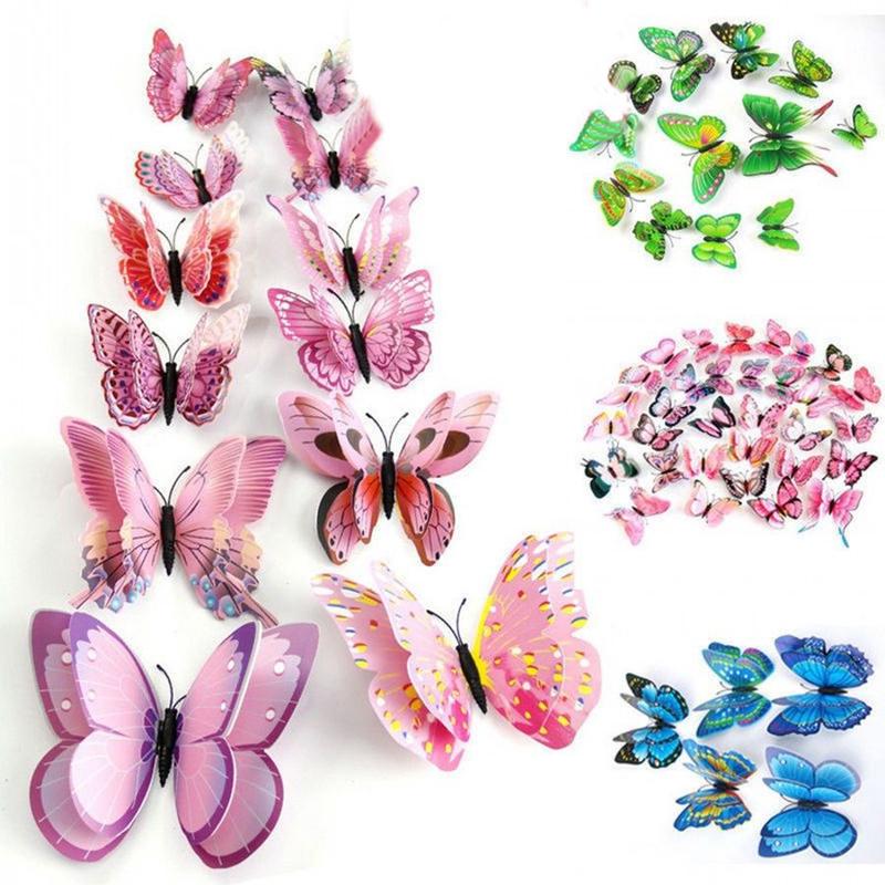 Pelekat dinding magnet rama-rama 3D, 12 keping, 24 keping, pelekat ...