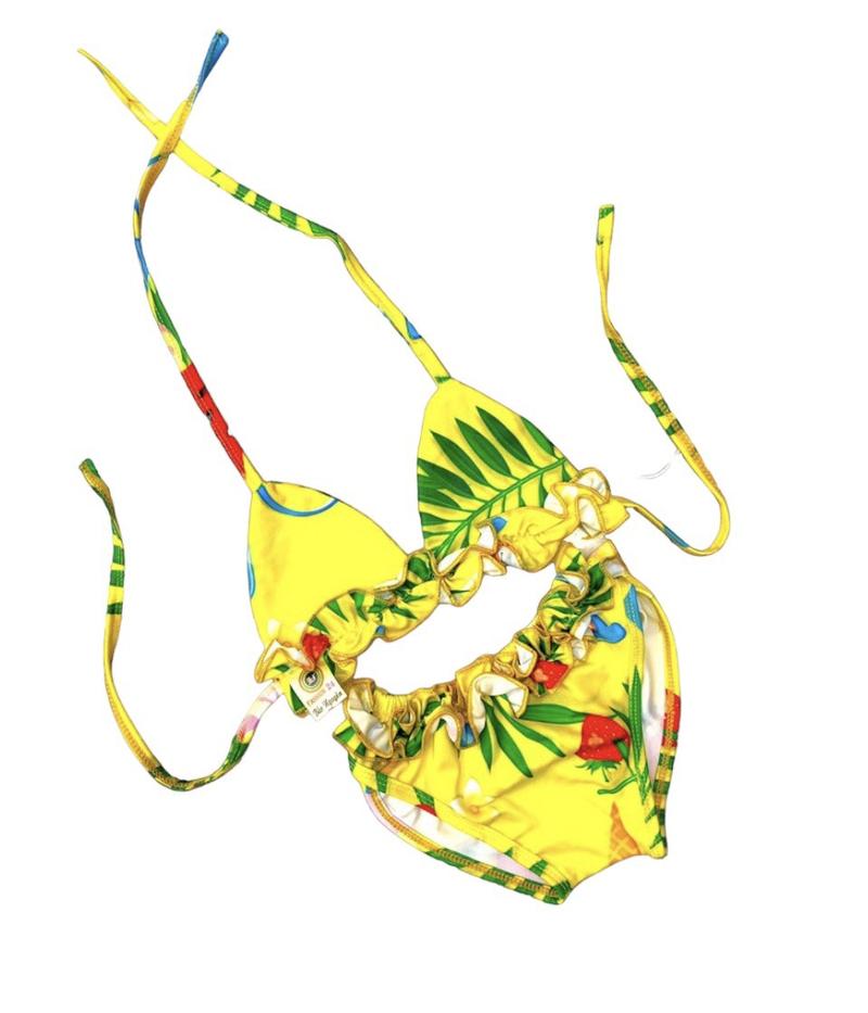 Product Introduction of (S182) Sét bikini hoạ tiết dâu tây đỏ+dứa vàng dễ thương cho bé gái 5-18kg 10