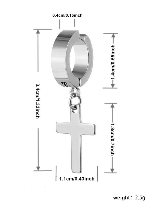 1 Pair Unisex Street Style Simple Plain Cross Design Dangle Earrings, All-match Trendy Dangle Earrings, Fashionable Jewelry for Women and Men for Daily Decoration 4
