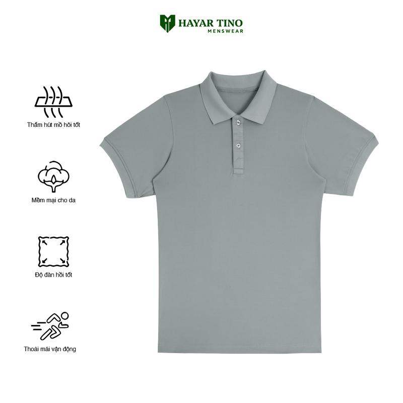 Áo Thun POLO Trơn XÁM GHI cổ bẻ Vải Cá Sấu 100% Cotton 4 Chiều Cao Cấp Ngắn Tay Cực Sang Trọng Menswear Nam Top Shirt Cộc Tay Có Cổ