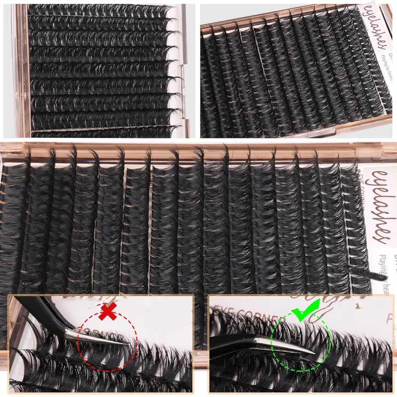 Black Eyelash Extensions Kit, 1 Set Including 294pcs D Curl Eyelashes, 1 Eyelash Glue & 1 Tweezers, Professional Eye Makeup Accessories for Women, Cosmetic, DIY Cluster Lash 6