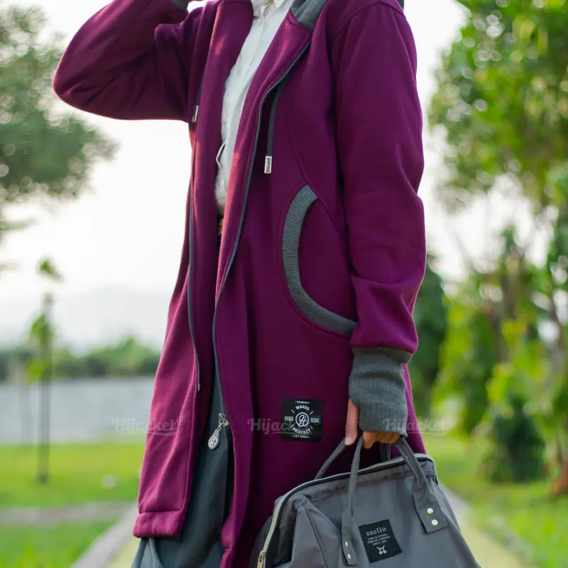 HIJACKET ELEKTRA - Jaket Muslimah Syar'i Panjang - OOTD Hijabers - Jaket Anak Sekolah SMA - Korean Style | Hoodie Muslimah Panjang Basic 3