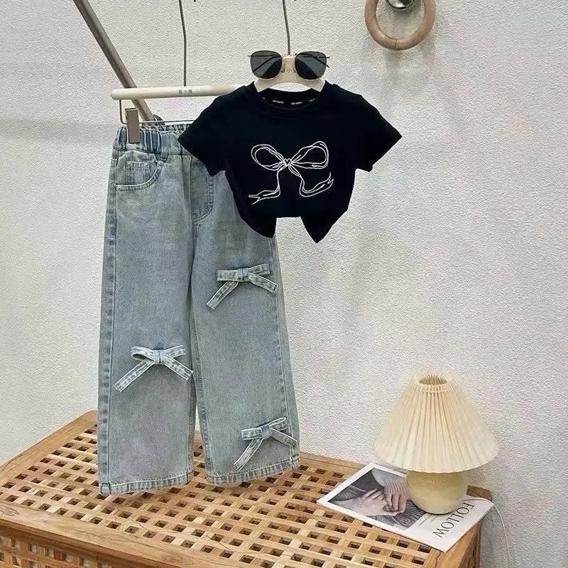 Sét quần bò đính nơ cho bé