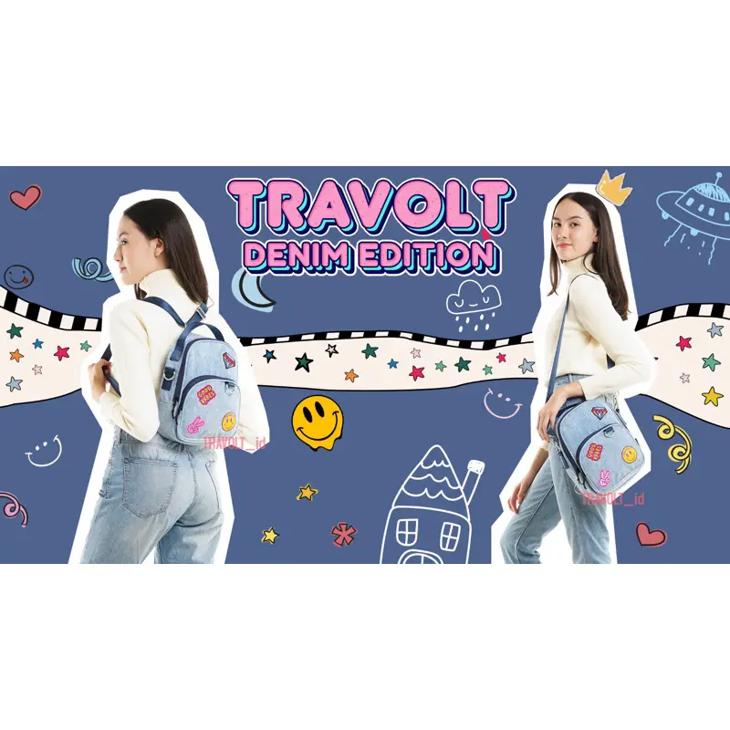 Denim Patch Sling Bag 3in1 - Travolt - Tas Ransel selempang Jeans - Tas Denim - Tas Konser KPOP - Denim - Jeans - Dae tas  remaja 2