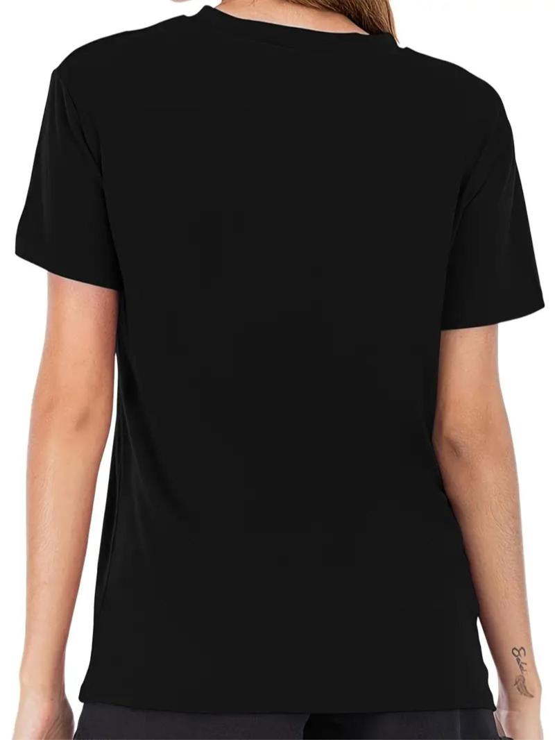 Product Introduction of 【Plus Size】 Letter Print Round Neck Tee, Casual Short Sleeve Crew Neck T-Shirt for Summer, Women's Plus Clothing for Daily Wear 6