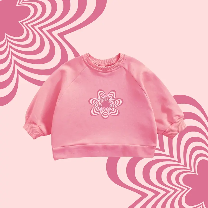 Sweater Anak Crewneck Oversize Anak Model Cewek Flower Pastel Usia 1-6thn 3