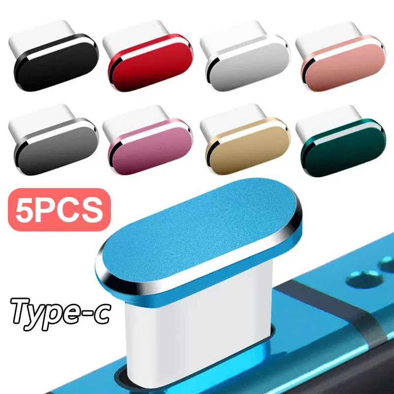 1/5PCS Type C Metal Dust Plug For Samsung Xiaomi Huawei Universal Type-C Charging Port Protector Stopper Anti-Dust Dustproof