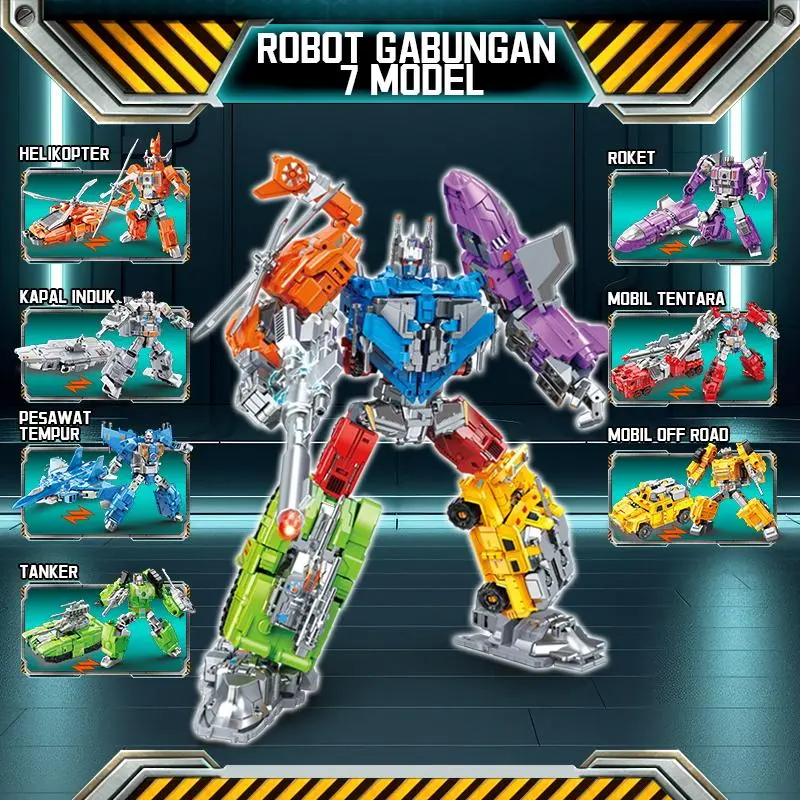 Robot Darat dan Udara 2-in-1 - Mainan Transformasi Keren 7 Set Unik dengan Engsel Fleksibel, Cocok untuk Anak Toy miniforce  x miniatur  motor 1