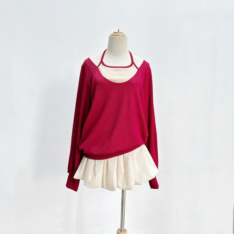 Set Bigsize VÀ CÓ LẺ ÁO + VÁY, Áo Sweater Phối Yếm Vải Nỉ Tăm Dày Dặn Cao Cấp Phối Chân Váy Bí Ngô Dễ Thương Cho Nữ Chuppy (58-95Kg)