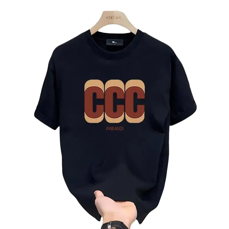 Áo Thun Cotton Ngắn Tay Cho Nam, Áo Mùa Hè Dáng Rộng Và Thoải Mái, Đơn Giản, Thời Trang, Tay Lửng, Thường Ngày Menswear Cổ Tròn Đen