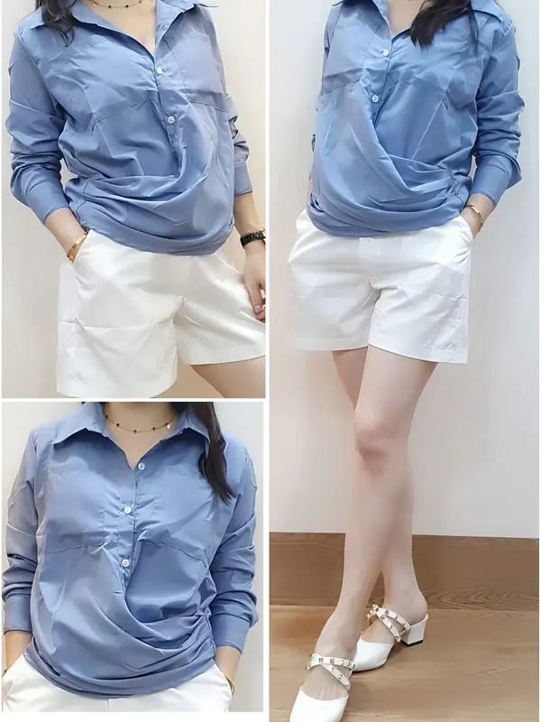 Blouse Crop Top - Kemeja Wanita Lengan Panjang Putih - baju putih wanita - atasan putih wanita 5