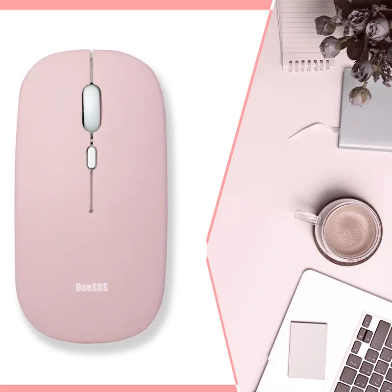 Mouse Wireless Bluetooth Mouse Silent Click Warna Macaron Baterai Ios Computer 1