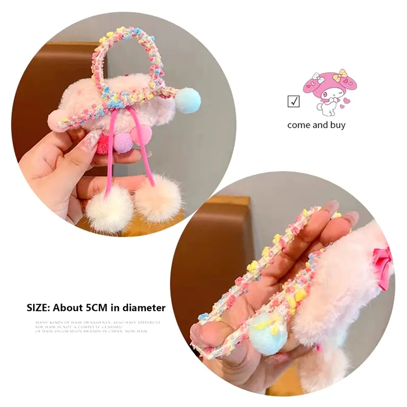 Dây Buộc Tóc Co Giãn Nhồi Bông Dễ Thương, Dành Cho Bé Gái, Thiết Kế Hoạt Hình Sanrio, Dây Buộc Tóc, Dây Cao Su, Phụ Kiện Cài Tóc, Phụ Kiện Tóc 5