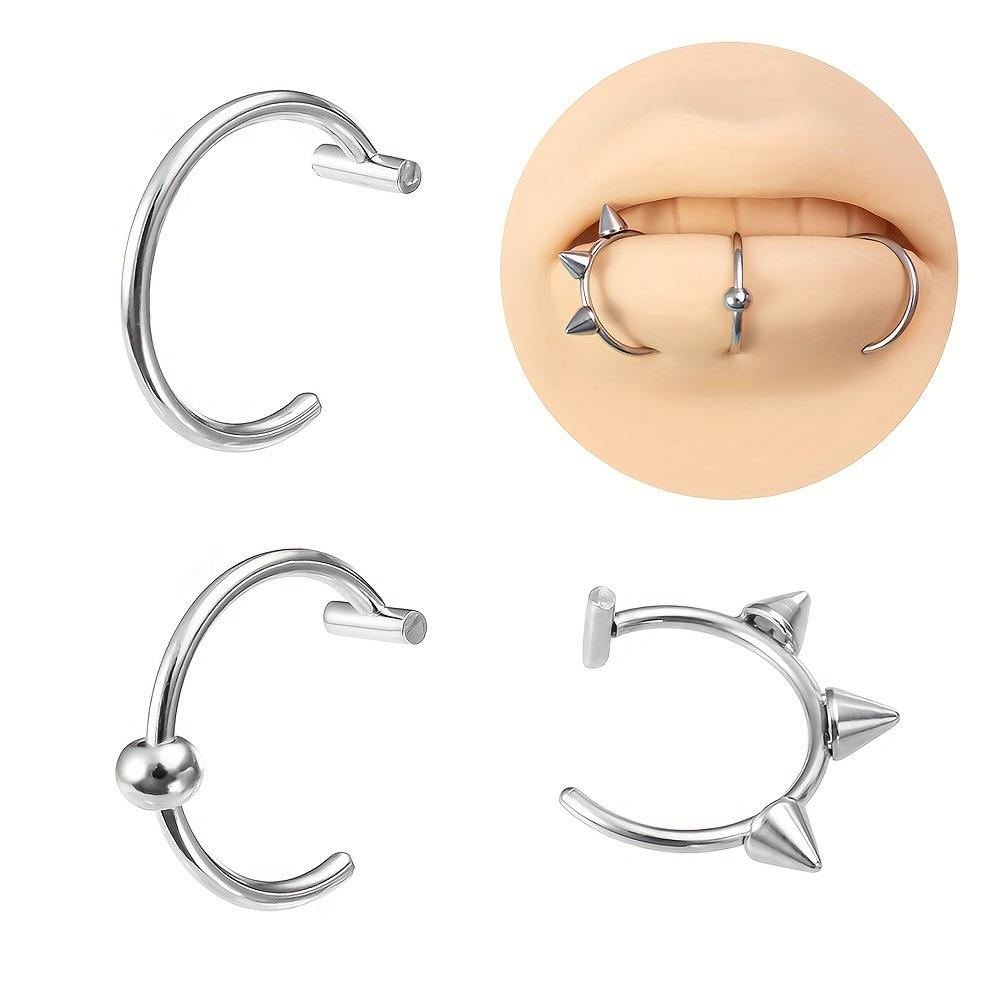 fake c clip lip and nose rings Stainless Steel Shape Ring Piercing 10pcs Easy to insert and take off Titanium Faux Nose Ring Piercing