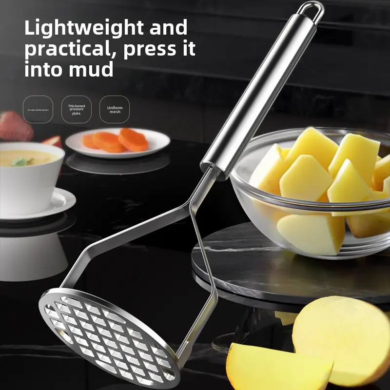 Penekan Mash, Alat Berguna, Keluli Tahan Karat, Penekan Mud Yam Ubi Kentang Manis Ungu, Alat Penapis, untuk Makanan Tambahan Bayi, Penggelek Mash, Ketibaan Baru Kitchenware
