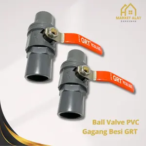 Ball Valve PVC Gagang Besi 1/2 Inci GRT / Stop Kran Pipa Ballvalve PVC 1/2 / Stop Keran PVC 1/2 Inch
