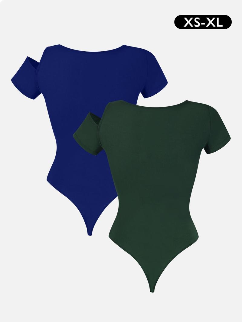 Product Introduction of Women's Solid Color Cut Out Bodysuit, Casual Comfy Breathable Short Sleeve Bodysuit for Daily Wear, Ladies Clothes for Summer 8