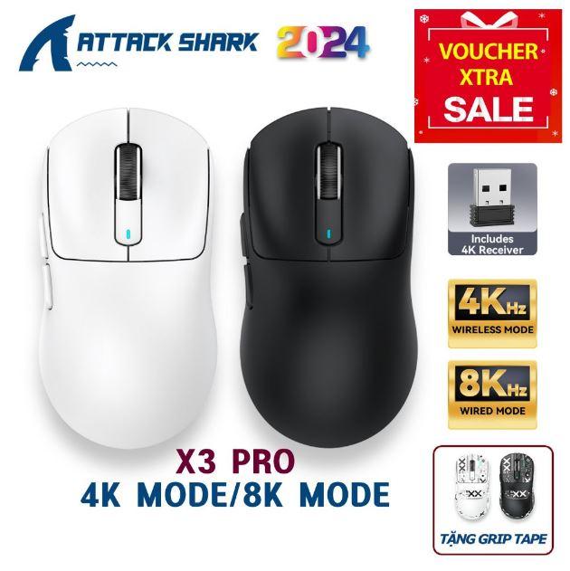 [Giao trong ngày] Chuột máy tính Ultralight Attack Shark X3 / X3 PRO (4K/8K) PAW3395 Không dây