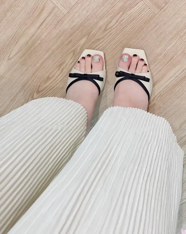 Dép cap gót nơ gót mảnh 6cm và 7.5cm phối màu đơn giản nhẹ nhàng, thanh lịch - Xưởng Giày Bánh Bèo mã DepNo2T Nữ DéP Shoes 5