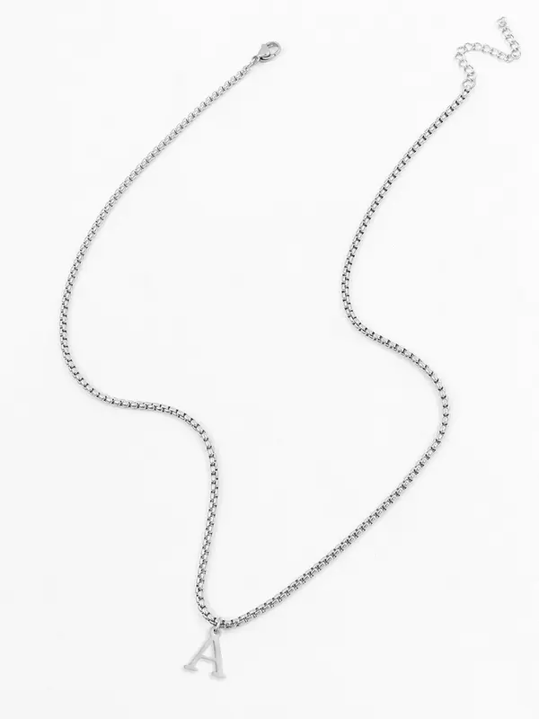Men's Simple Letter Detail Pendant Necklace,  Fashion Jewelry for Party, Daily Clothing Decor, Trendy All-match & Exquisite Jewelry for Birthday Gift 2