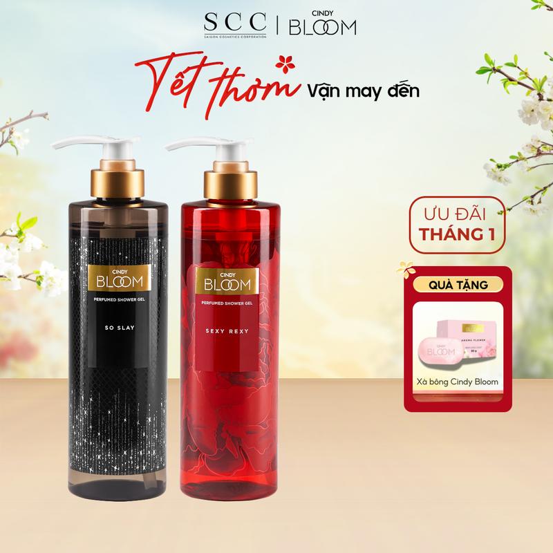 Sữa Tắm Nước Hoa CINDY BLOOM Sexy Rexy & So Slay Hương Thơm Gợi Cảm Quyến Rũ 640gam Chai Với Niacinamide Vitamin C & E Dưỡng Da Mềm Mại Quà tặng bạn gái Quatangbangai