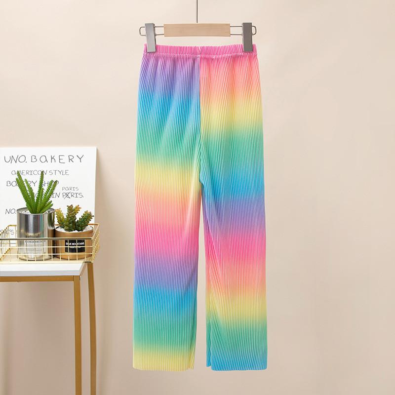 100-160cm Girls' Pleated Loose Wide-Leg Pants Middle Big Children Casual Home Straight Pajama Pants Ready Stock Fast Shipping 3