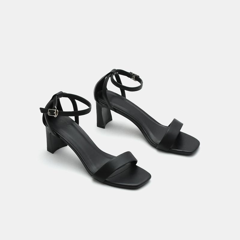 Giày sandal cao gót nữ 5p đế vuông mũi vuông BQ Gi H92 2