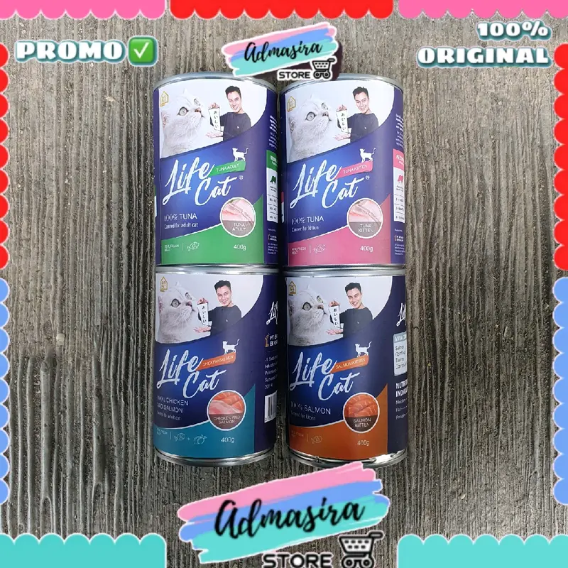 LIFE CAT Kaleng 400gr kitten adult makanan kucing basah lifecat kaleng 400 gram 0