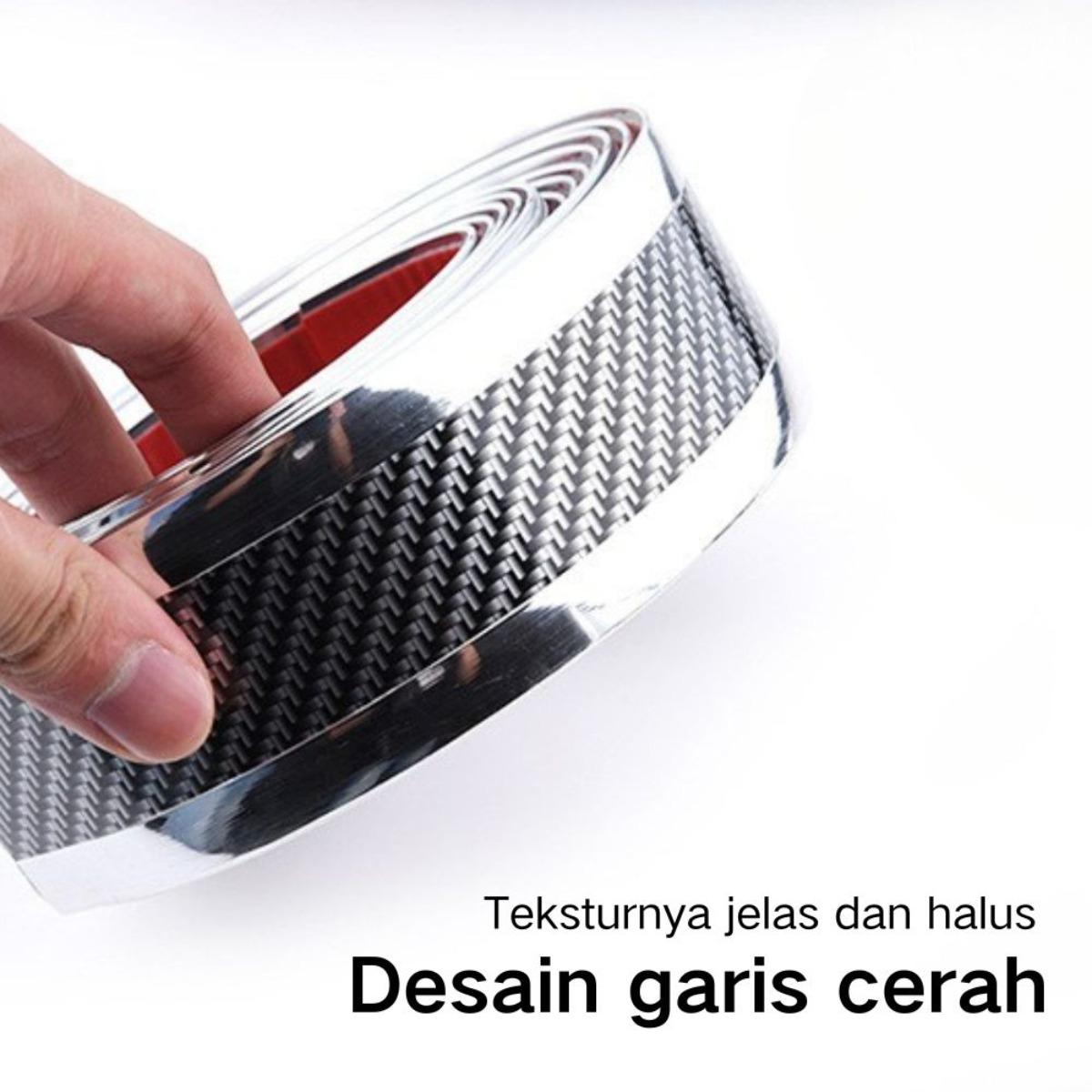 Stiker Pelindung Ambang Pintu Mobil 3 Meter, Serat Karbon Dekorasi Pintu & Bemper, Aksesori Mobil, Mencegah Tabrakan & Menambah Gaya Elegan