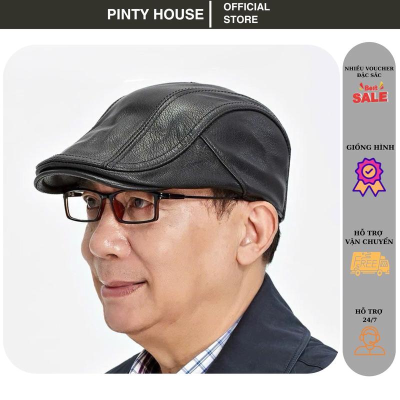 Mũ Beret Nam Chất Da PU Cao Cấp Có Khóa Điều Chỉnh - Đen/Nâu