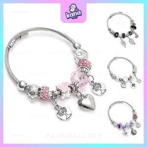 JA07 - GELANG Titanium & Baja Charm Bracelet - Gelang Random (Bandulan) - Gelang Wanita Viral