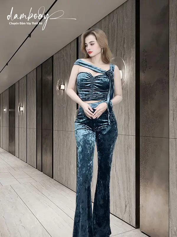 [dambody] Set Bộ Thời Trang Nữ Full Nhung | đồ  bộ  cherry  ngân  98 1