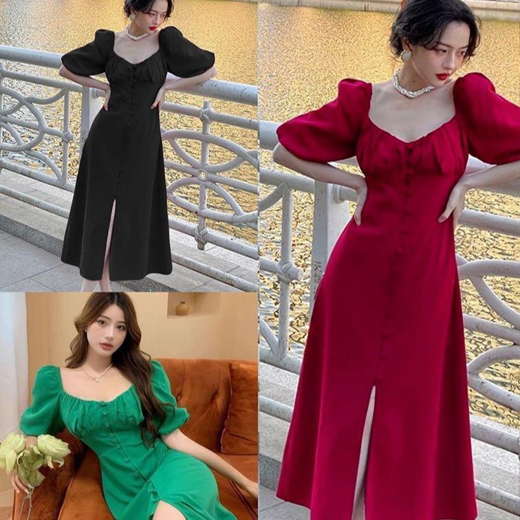 [Xả Kho] Thời Trang Bigsize Váy Dự Tiệc 50 - 100Kg Dễ Thương Nữ Cotton Women Dress Xanh - A.1038