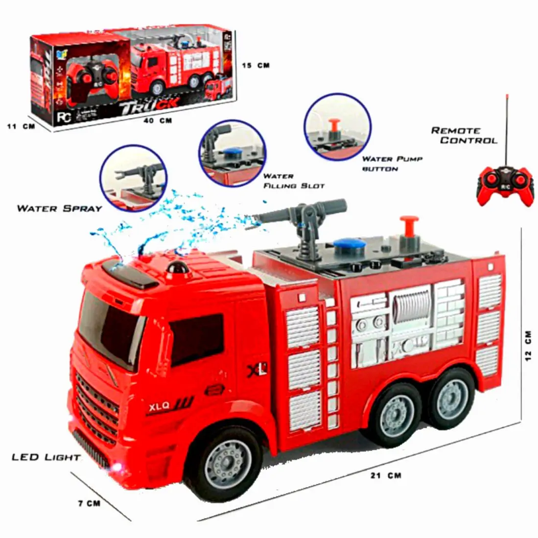 Fire truck engine rc mainan mobil pemadam kebakaran remote control - rdr1218 Anak Baterai