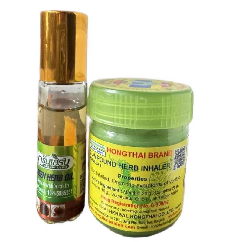  ￼Hít Thảo dược Hong Thai thái lan và dầu lăn nhân sâm thái lan hộp hít mũi ống lọ quang hùng 