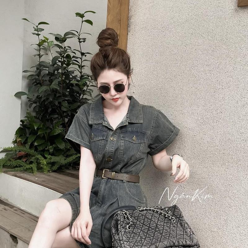 Váy bò jean Qc kèm đai  siêu xinh 2