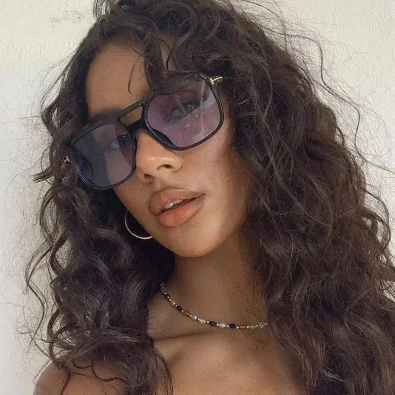 New Fashion Square Sunglasses Women Brand Retro Big Frame Sun Glasses Female Ocean Mirror Vintage Oculos De Sol Feminino