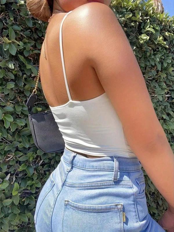 Women's Cut Out Ruched Crop Cami Top, Casual Solid Drawstring Cropped Top for Summer, Fashion Women's Spaghetti Strap Top for Daily Wear, Minimalist Womenswear Valentine's Day, Gift 8