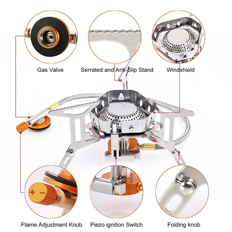 Kompor Gas Lipat Portabel Ultralight Camping Stove Stainless Steel 16cm