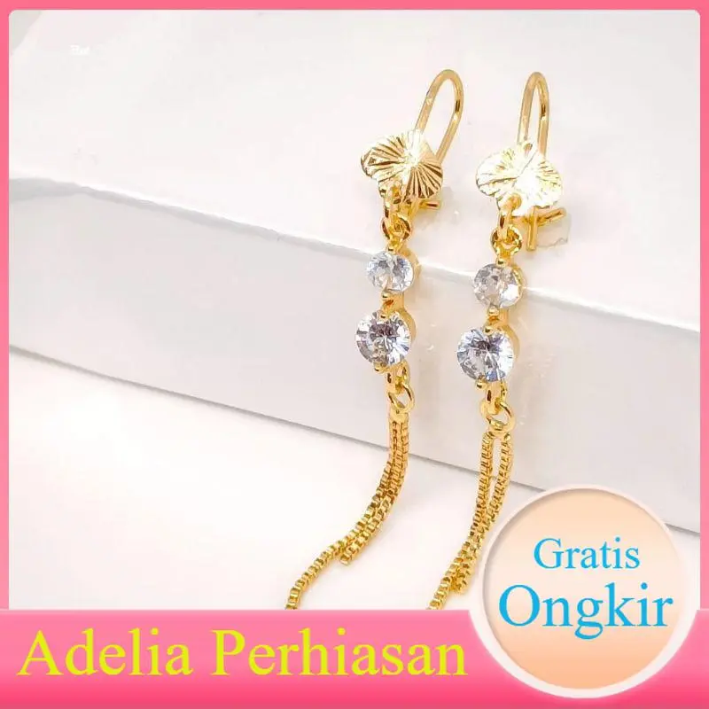 Anting Desy Titanium Import Motif Love Permata Elegan Anti Luntur Anti Karat Perhiasan Dewasa Earrings