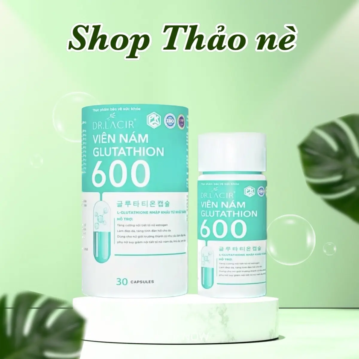 Viên uống Glutathione 600mg hỗ trợ đẹp da 30 viên