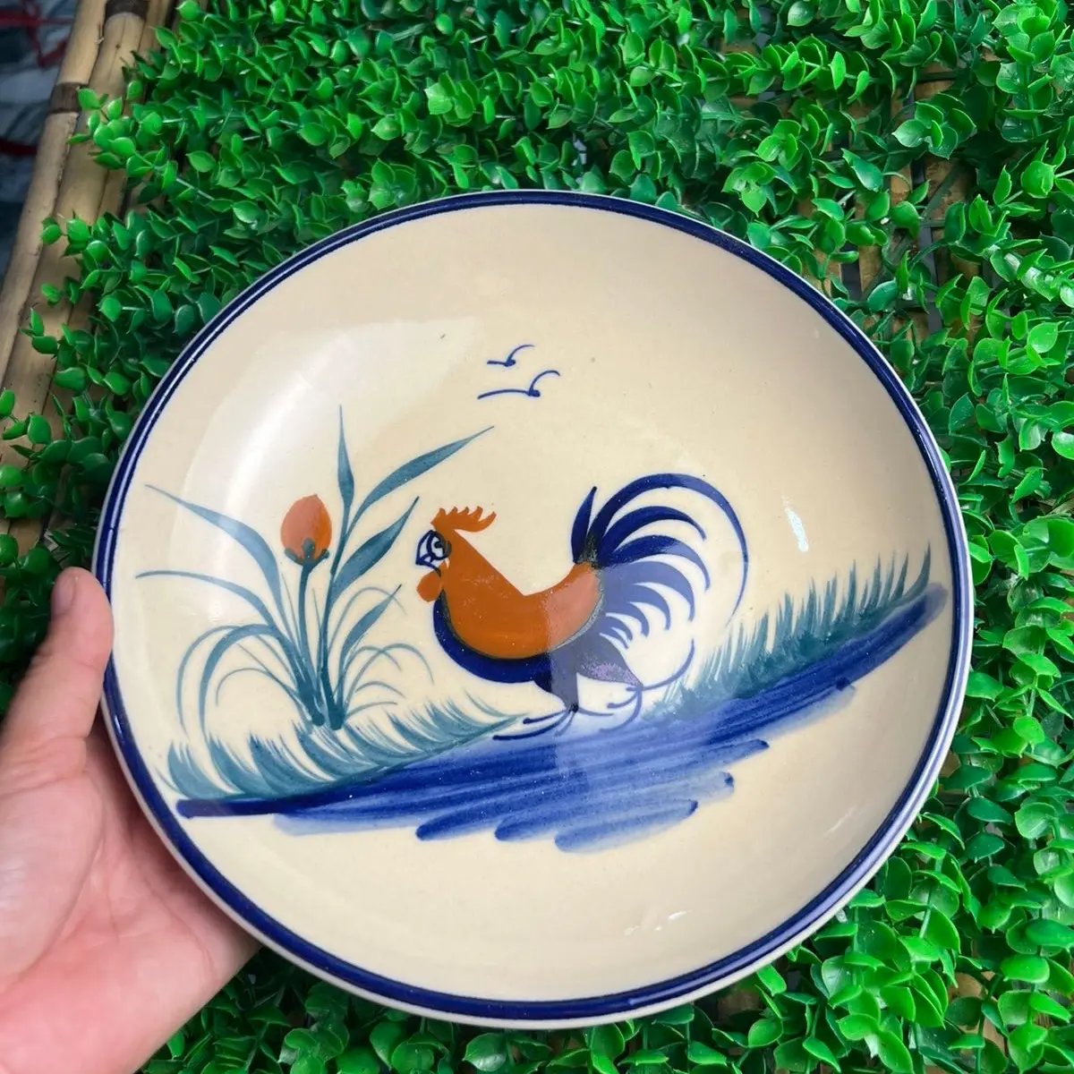 dĩa vẽ hình  gà  lòng  sâu 22